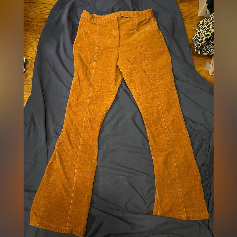 ASOS Women’s Rust Orange Corduroy Flare Pants; Sz 14 US
